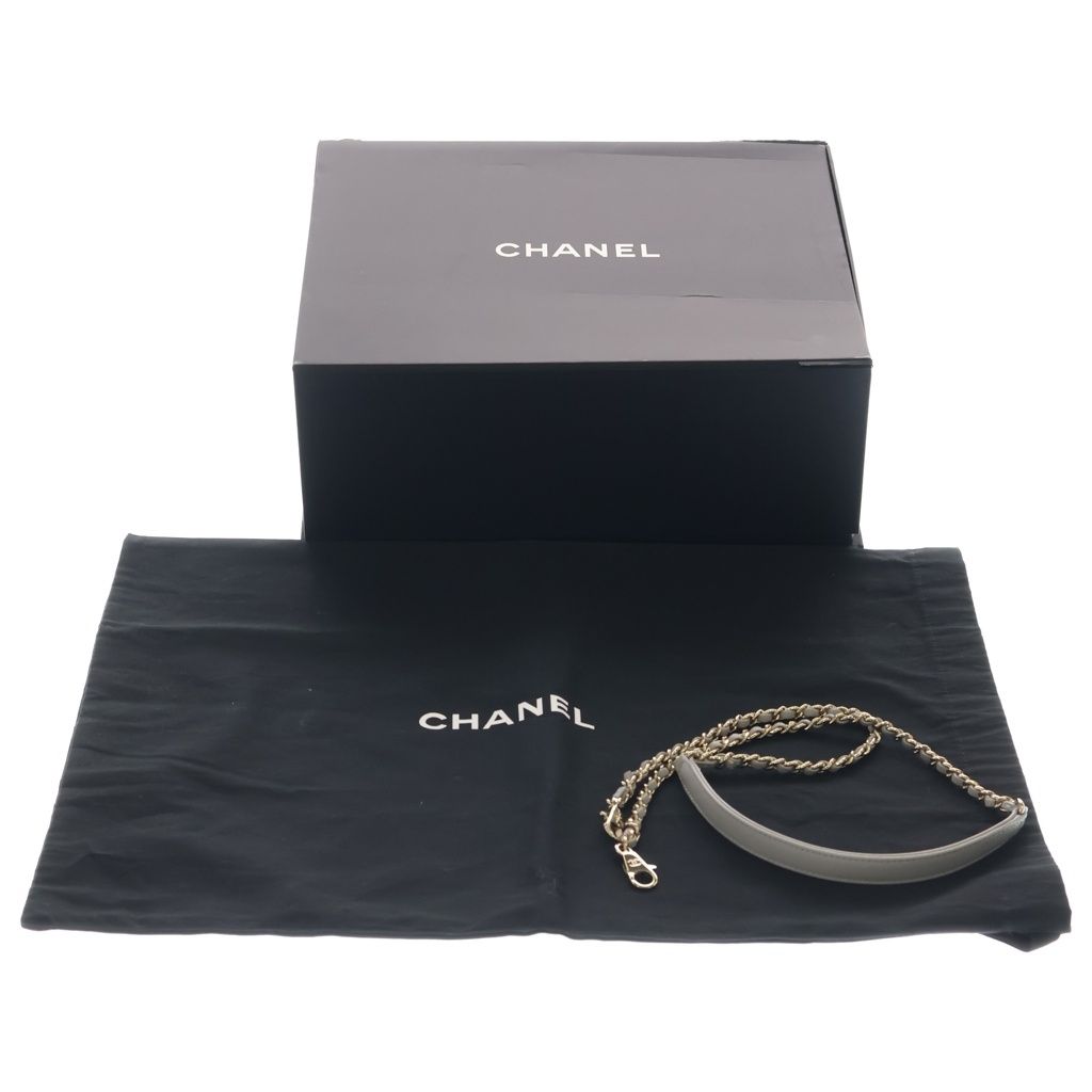 Chanel Quilted Coco Handle 24 2-Way Shoulder Handbag Caviar Leather Gold Gray — view 8