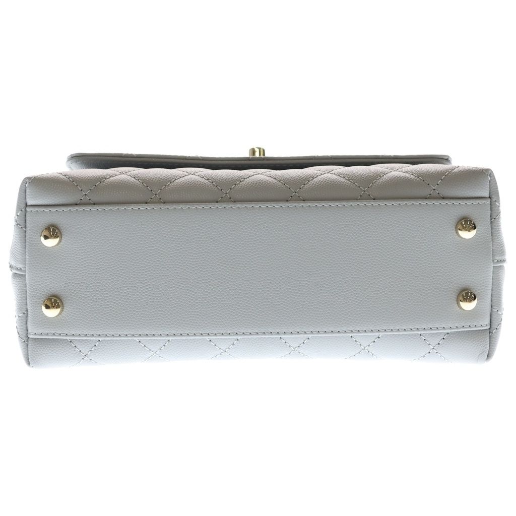 Chanel Quilted Coco Handle 24 2-Way Shoulder Handbag Caviar Leather Gold Gray — view 4
