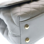 Chanel Quilted Coco Handle 24 2-Way Shoulder Handbag Caviar Leather Gold Gray — view 6