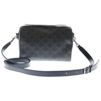 Celine Mini Boston Triomphe Canvas Calfskin Shoulder Bag Silver Brown — view 2