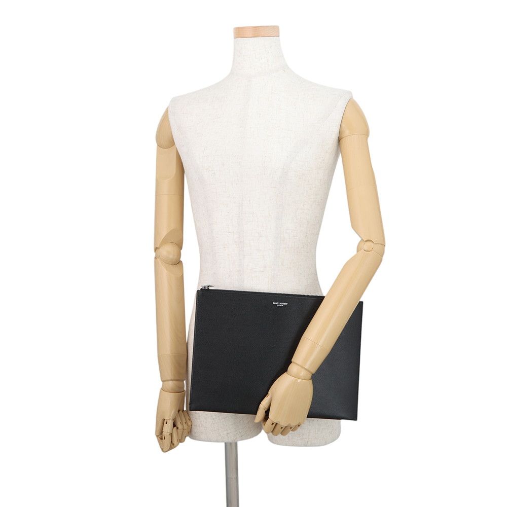 Saint Laurent Paris Clutch Mini Zip Tablet Sleeve Leather Black — view 4