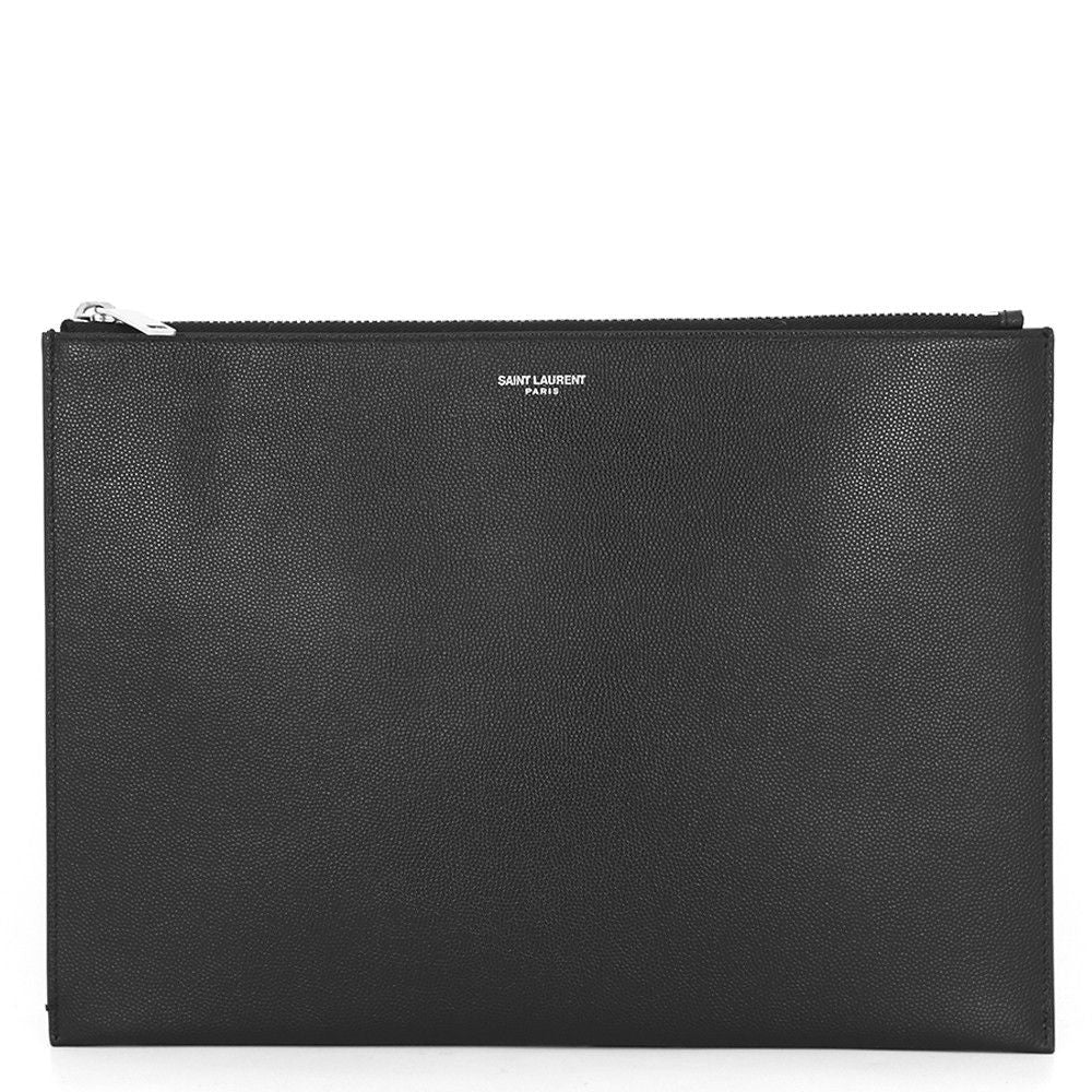 Saint Laurent Paris Clutch Mini Zip Tablet Sleeve Leather Black