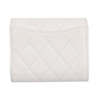 Chanel Trifold Wallet Quilted CC Logo Classic Small Flap Caviar Leather White — view 3