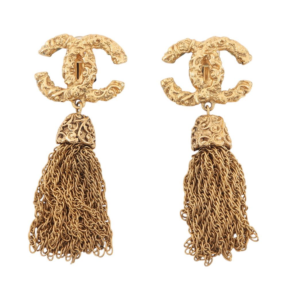 Chanel Earrings CC Logo Fringe