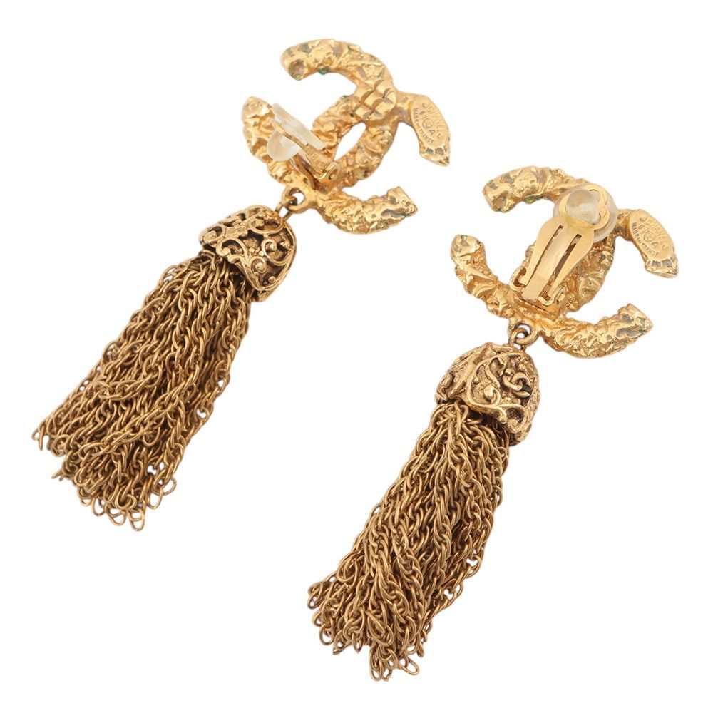 Chanel Earrings CC Logo Fringe — view 3