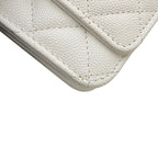 Chanel Chain Wallet CC Logo Quilted 19 Caviar Leather White — view 7