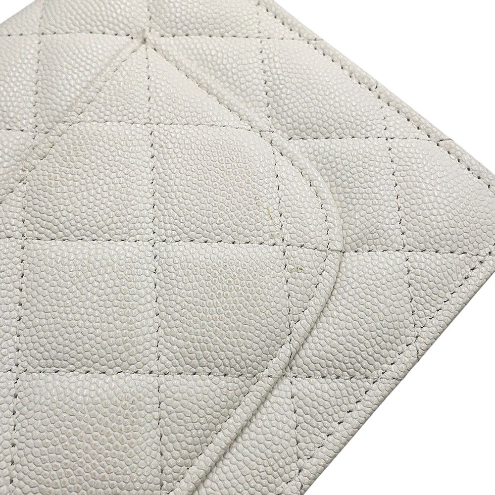 Chanel Chain Wallet CC Logo Quilted 19 Caviar Leather White — view 8