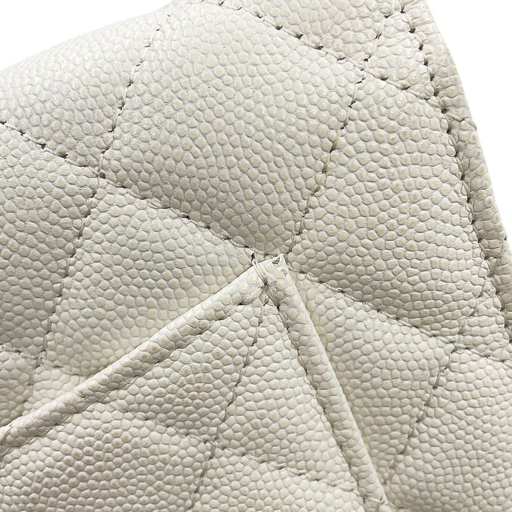 Chanel Chain Wallet CC Logo Quilted 19 Caviar Leather White — view 9