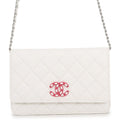 Chanel Chain Wallet CC Logo Quilted 19 Caviar Leather White
