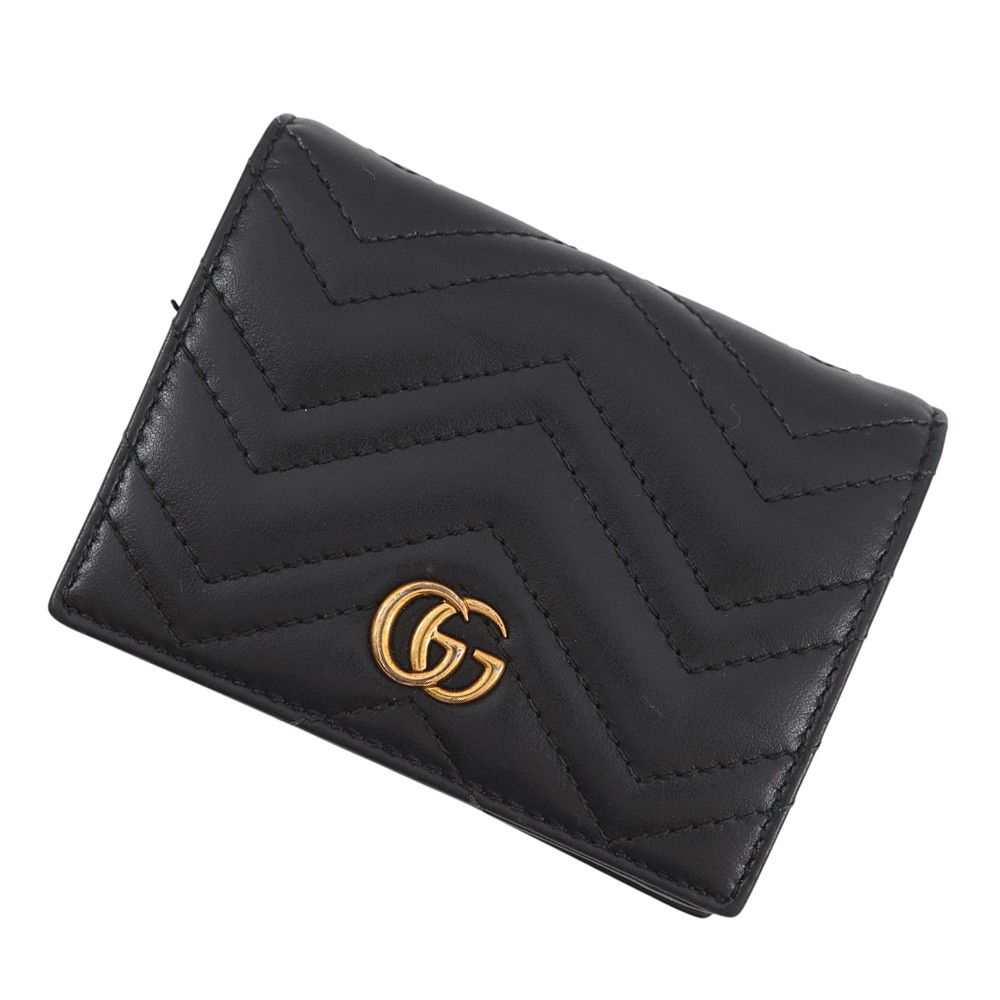 Gucci Bifold Wallet GG Marmont Compact Leather Double Black