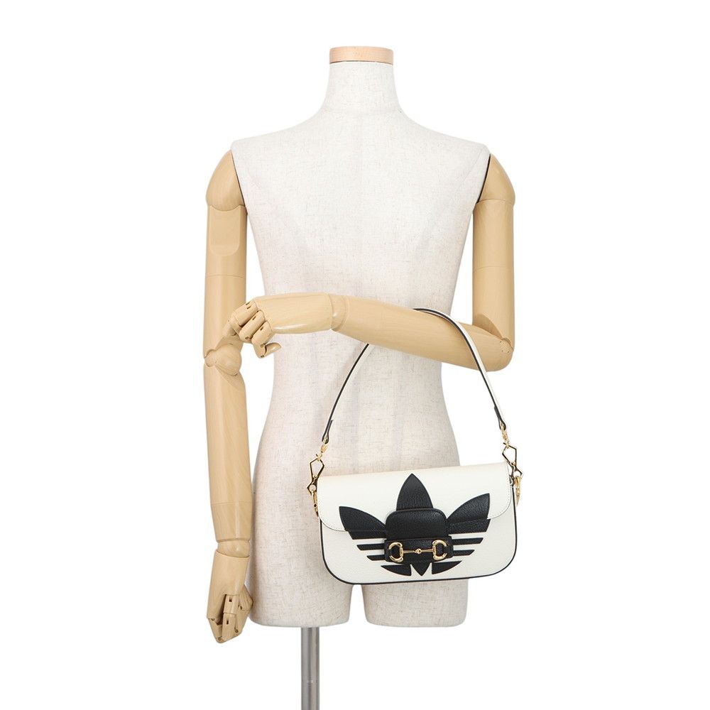 Gucci Chain Shoulder Bag Adidas Collaboration Horsebit Small 2-Way White Black — view 4