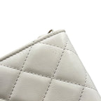 Chanel Pearl Chain Wallet Quilted CC Logo Lambskin White — view 8