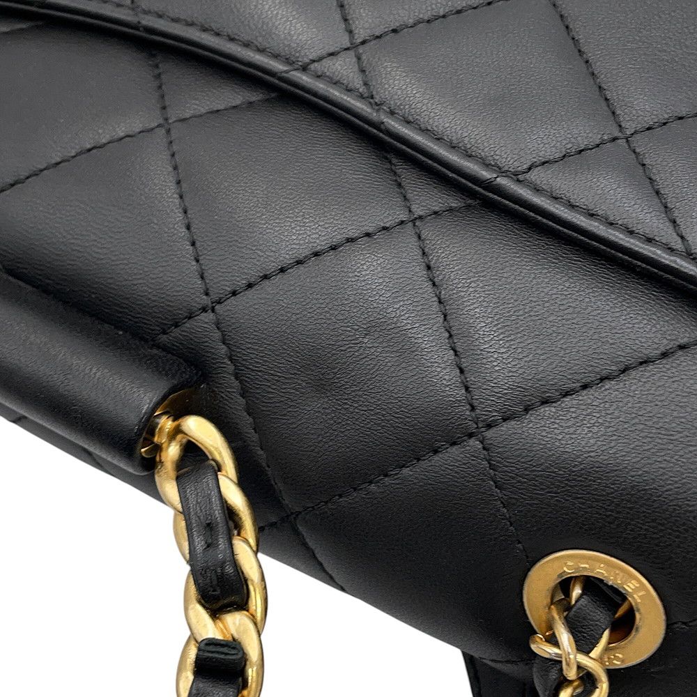 Chanel Chain Shoulder Bag Quilted CC Logo Top Handle Lambskin Black — view 7