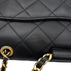 Chanel Chain Shoulder Bag Quilted CC Logo Top Handle Lambskin Black — view 8