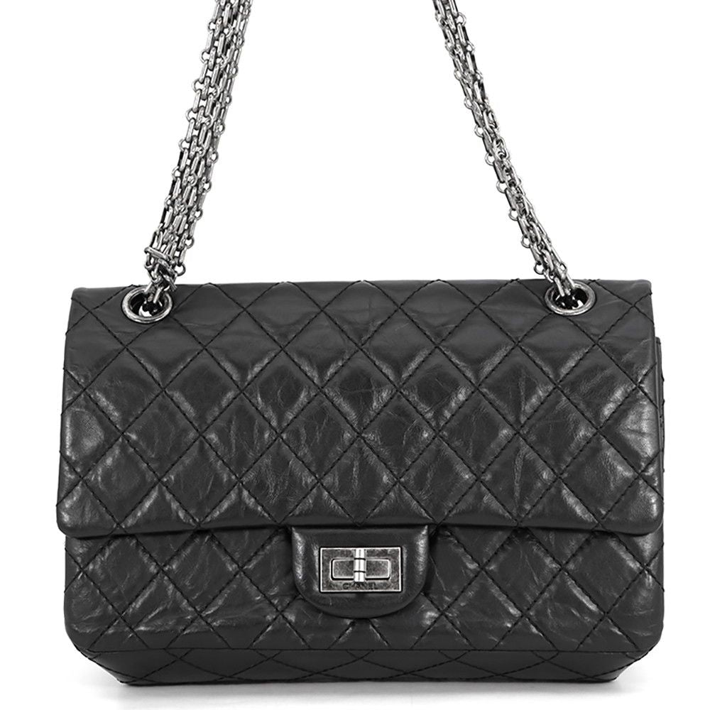 Chanel Chain Shoulder Bag Quilted 2.55 Aged Calf Leather Black