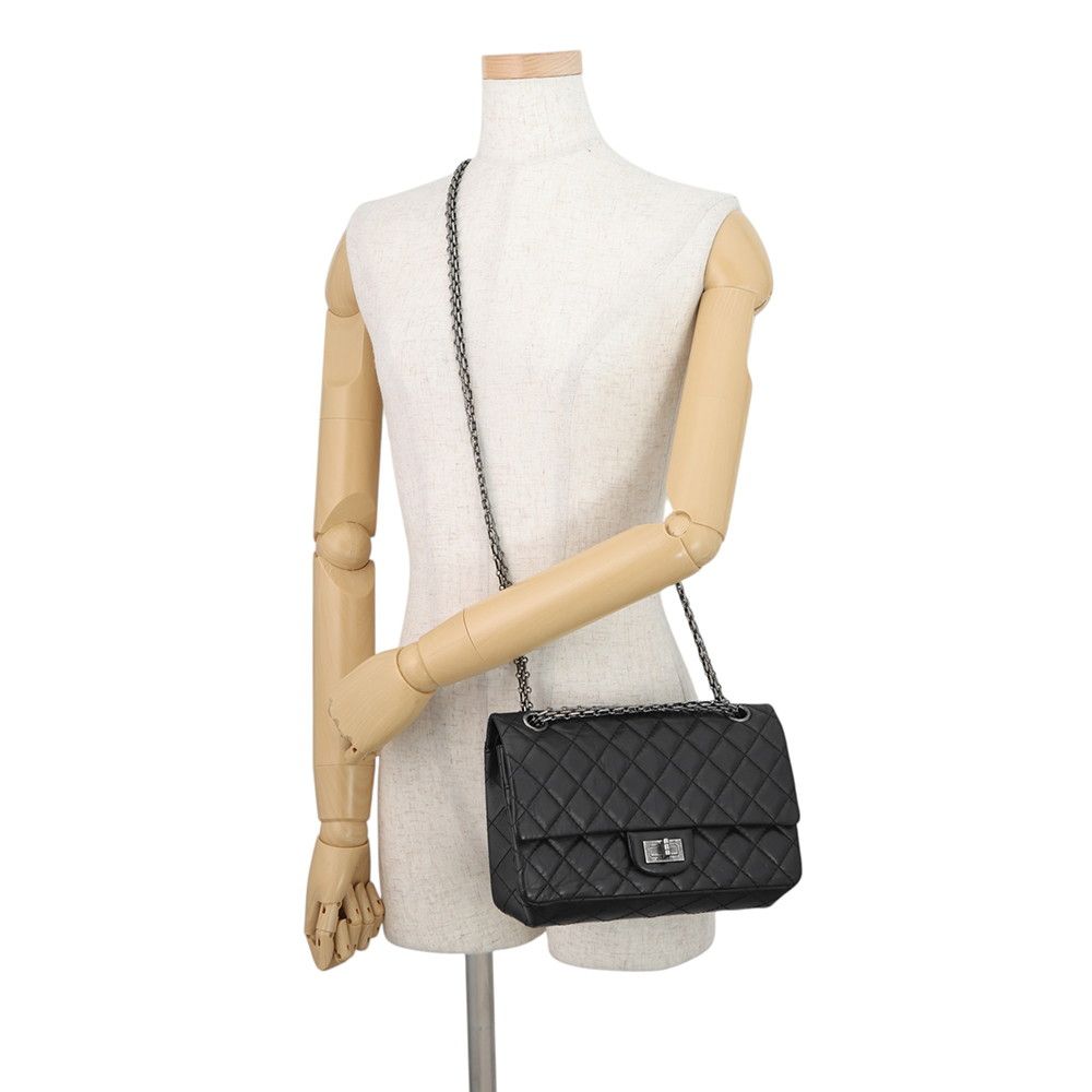 Chanel Chain Shoulder Bag Quilted 2.55 Aged Calf Leather Black — view 5
