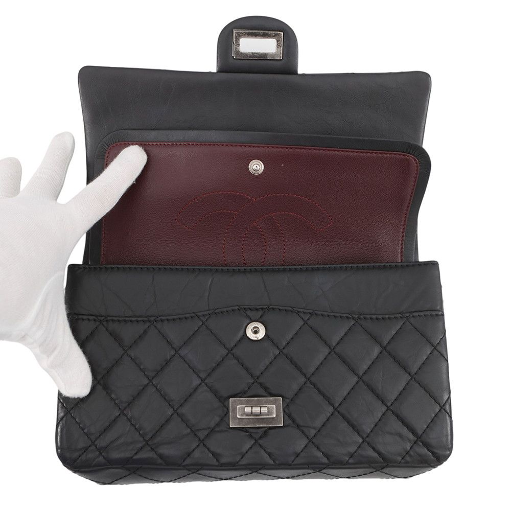 Chanel Chain Shoulder Bag Quilted 2.55 Aged Calf Leather Black — view 6