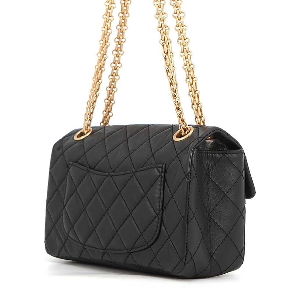 Chanel Chain Shoulder Bag Quilted 2.55 Mini Aged Calf Leather Black — view 2