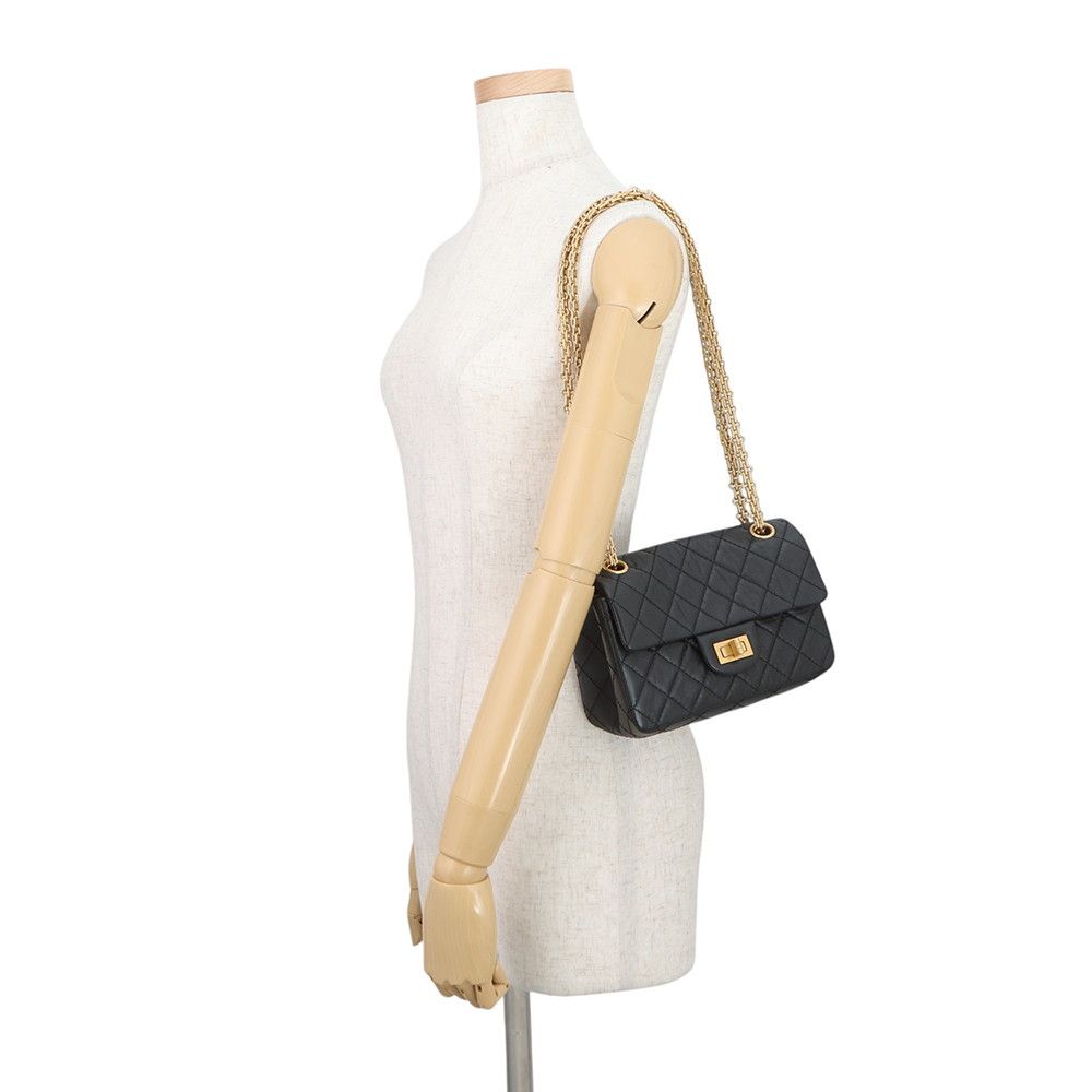 Chanel Chain Shoulder Bag Quilted 2.55 Mini Aged Calf Leather Black — view 4