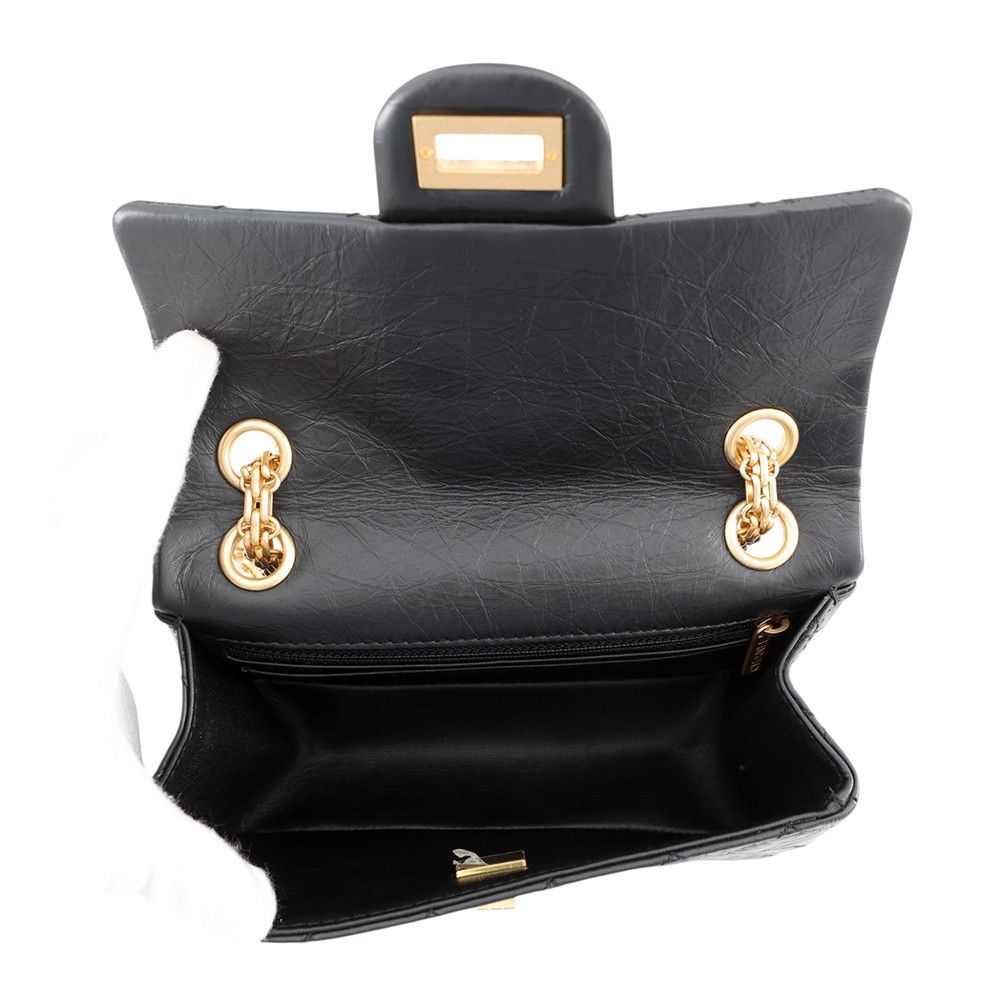 Chanel Chain Shoulder Bag Quilted 2.55 Mini Aged Calf Leather Black — view 6