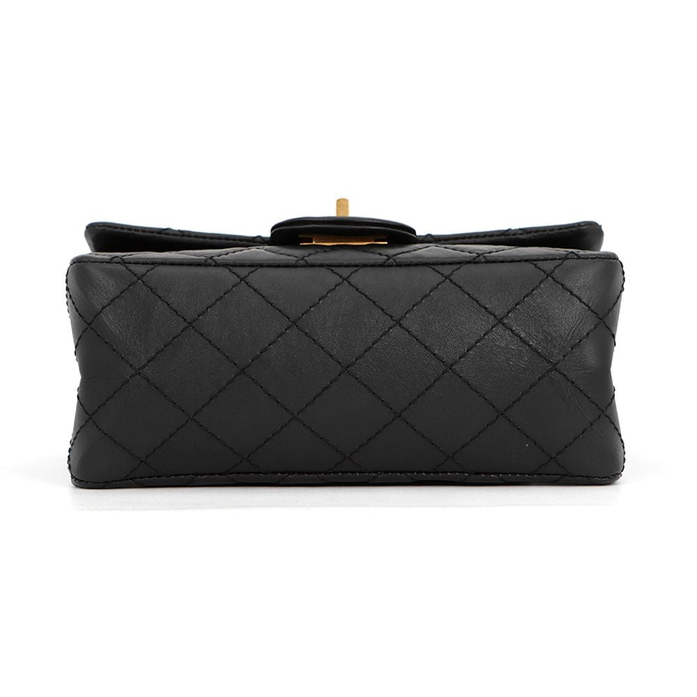 Chanel Chain Shoulder Bag Quilted 2.55 Mini Aged Calf Leather Black — view 3
