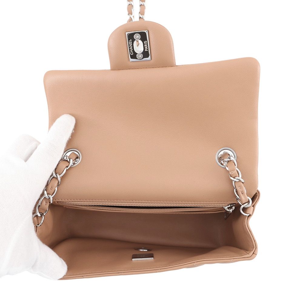 Chanel Chain Shoulder Bag Mini Quilted CC Logo Lambskin — view 5