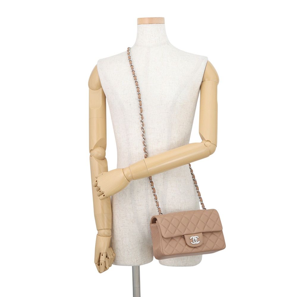 Chanel Chain Shoulder Bag Mini Quilted CC Logo Lambskin — view 4