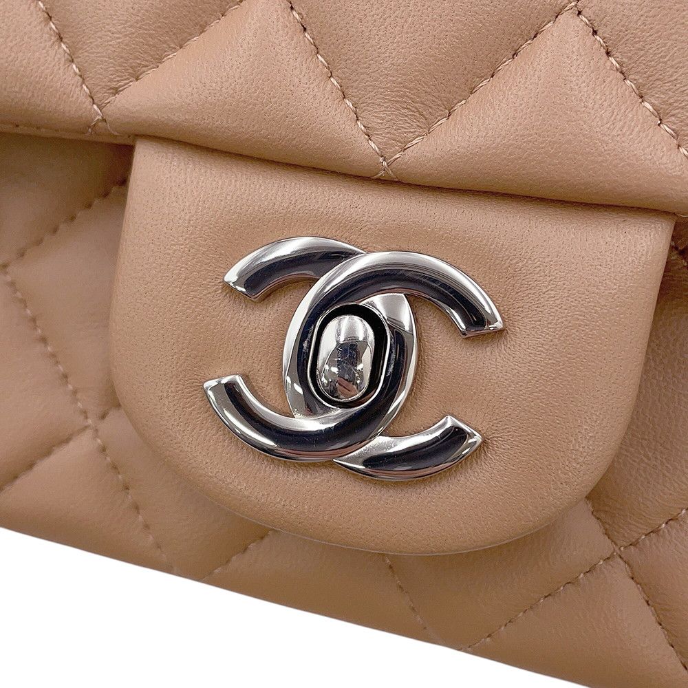 Chanel Chain Shoulder Bag Mini Quilted CC Logo Lambskin — view 9