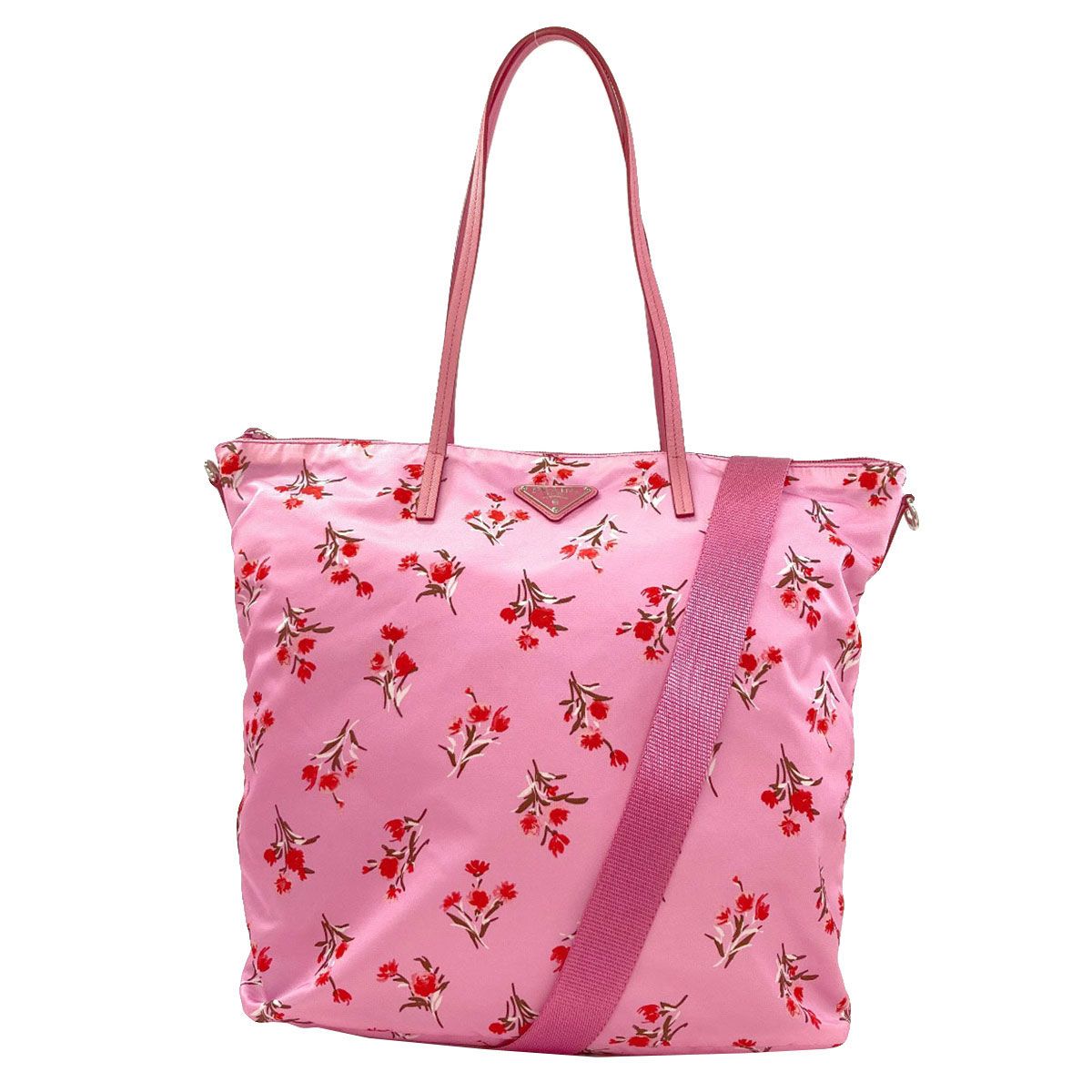 Prada Flower Motif 2-Way Handbag Nylon