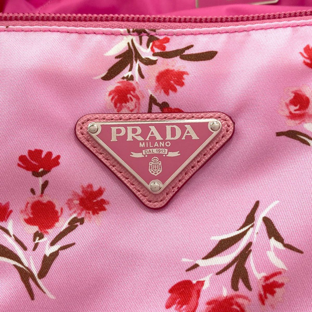 Prada Flower Motif 2-Way Handbag Nylon — view 7