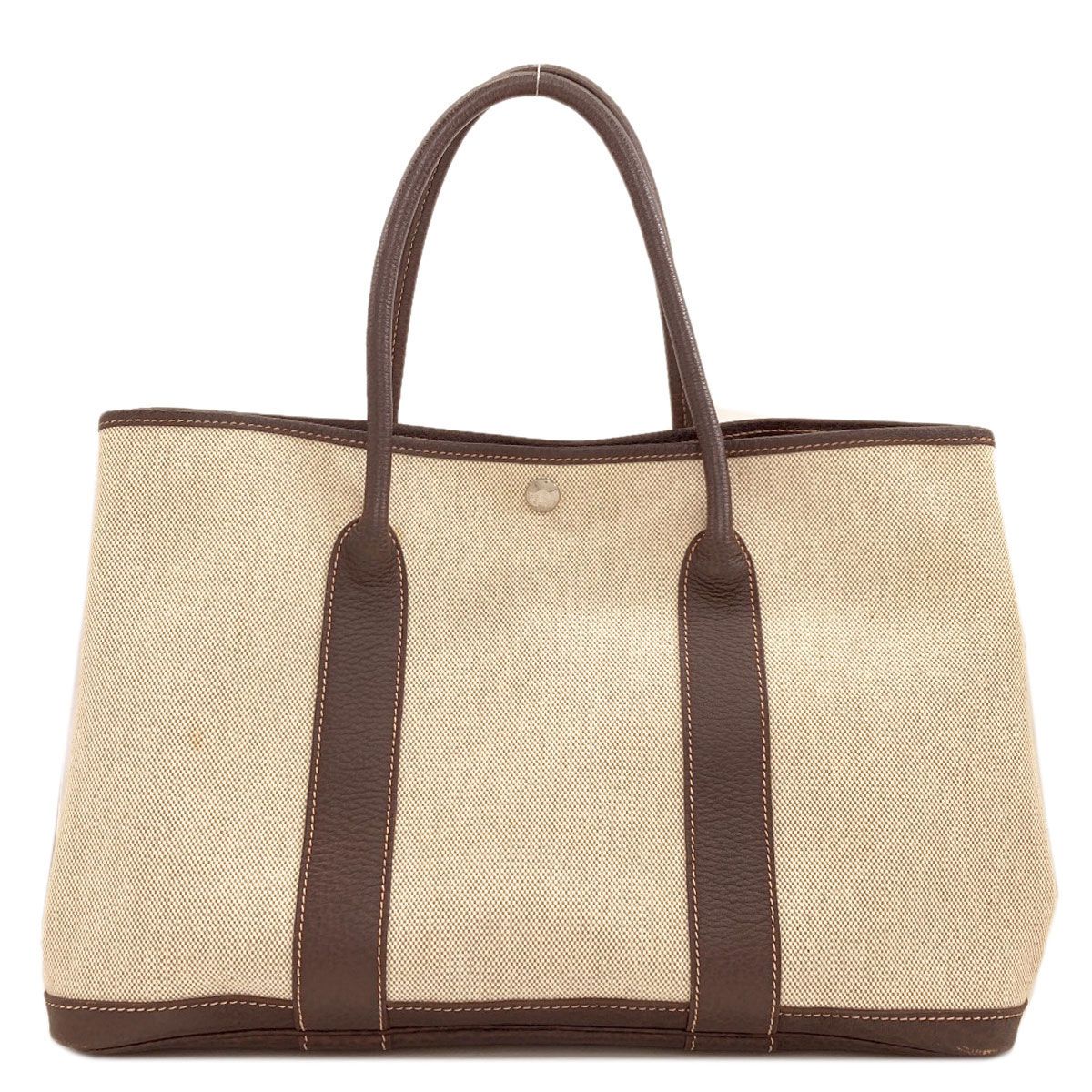 Hermes Garden Party PM Brown Silver Tote Toile — view 2
