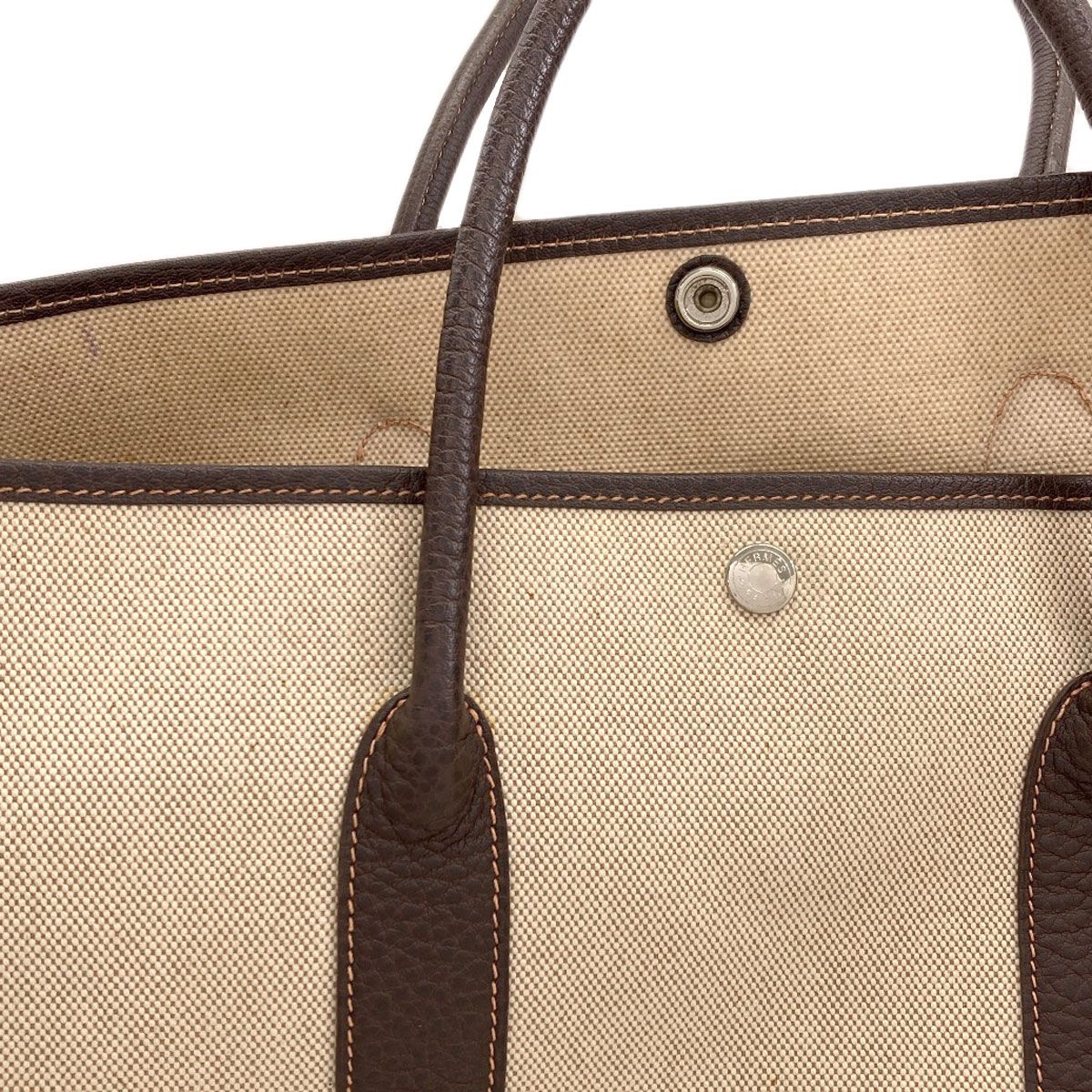 Hermes Garden Party PM Brown Silver Tote Toile — view 8
