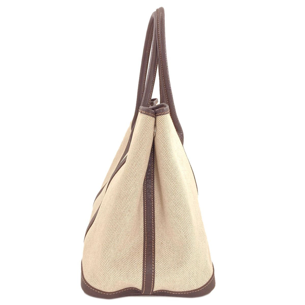 Hermes Garden Party PM Brown Silver Tote Toile — view 3