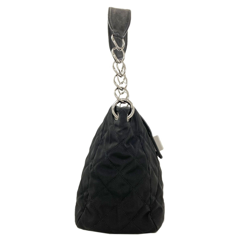 Chanel Quilted Shoulder Silver Bag Nylon Calf — view 3