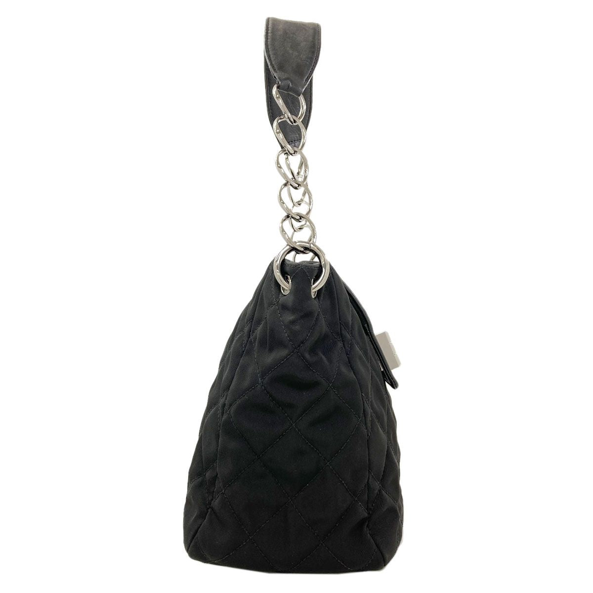 Chanel Quilted Shoulder Silver Bag Nylon Calf — view 3