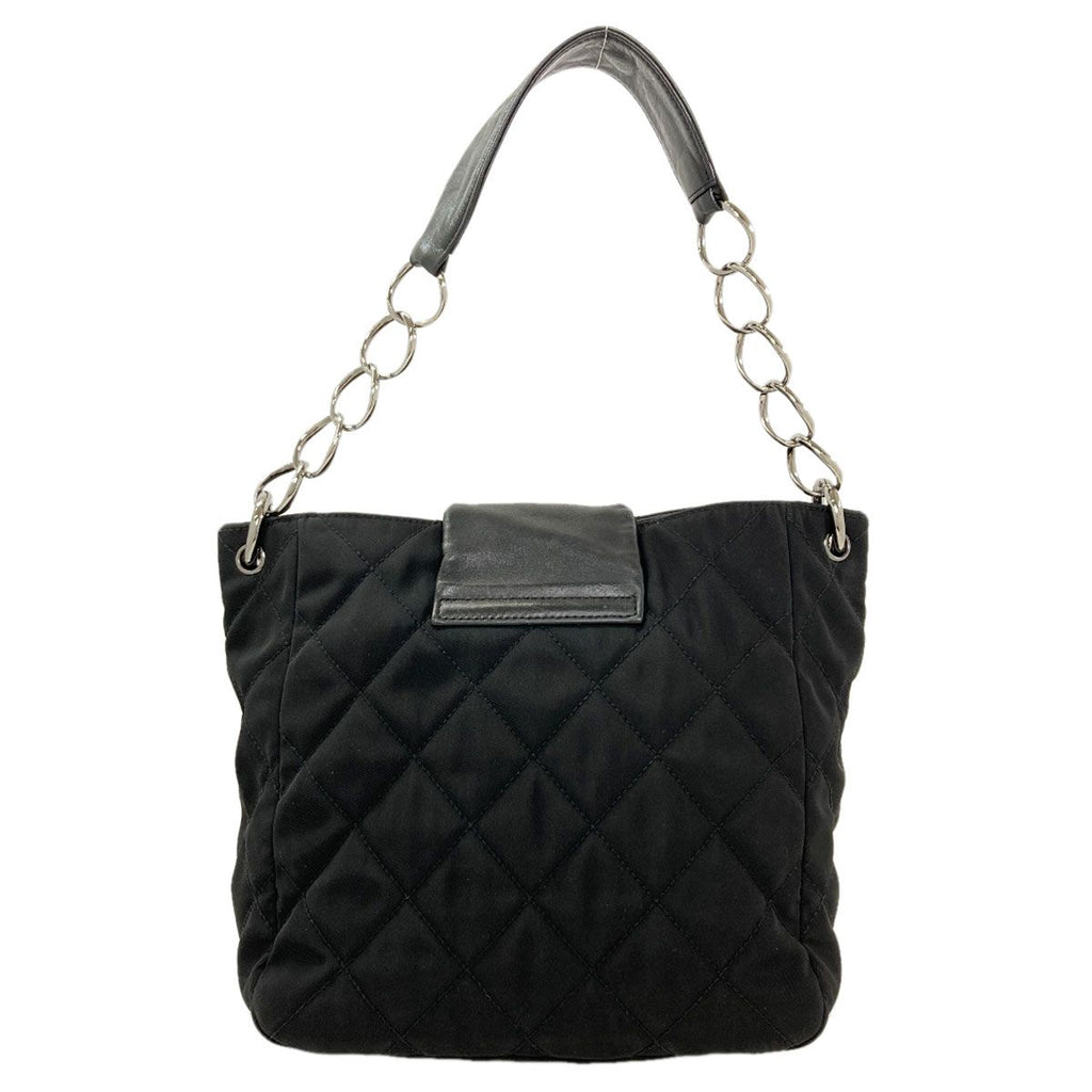 Chanel Quilted Shoulder Silver Bag Nylon Calf — view 2