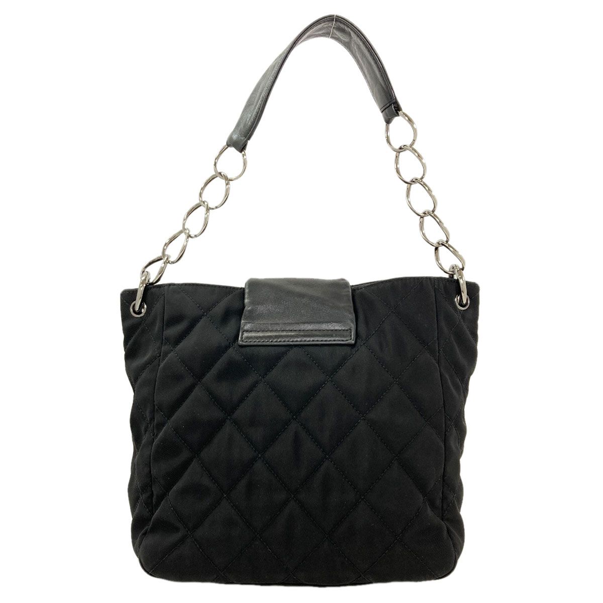 Chanel Quilted Shoulder Silver Bag Nylon Calf — view 2