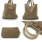 Prada 2-Way Shoulder Bag Canapa Studs Beige — view 4