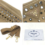 Prada 2-Way Shoulder Bag Canapa Studs Beige — view 6
