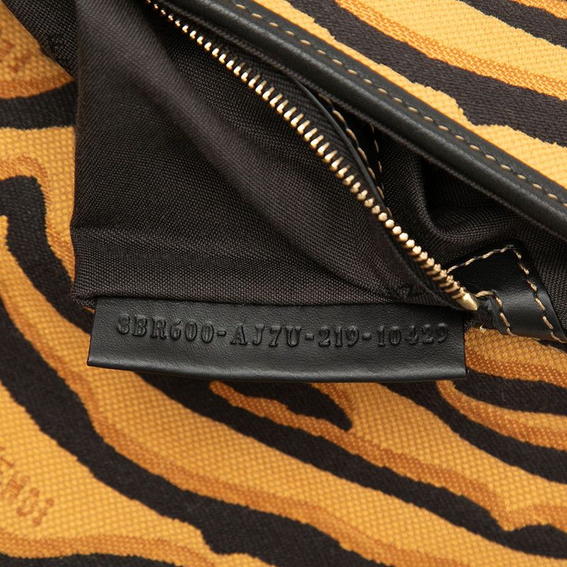 Fendi Mamma Bucket Tiger 2-Way Shoulder Bag Yellow Black Canvas Leather — view 6