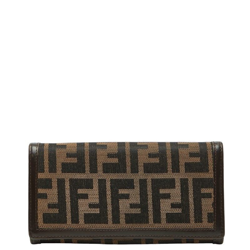 Fendi Zucca Wallet Black Brown Canvas Leather