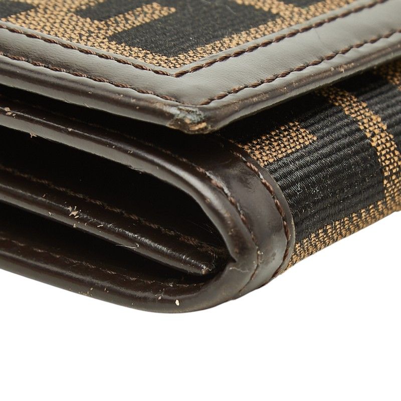Fendi Zucca Wallet Black Brown Canvas Leather — view 5
