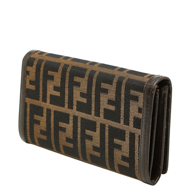 Fendi Zucca Wallet Black Brown Canvas Leather — view 2