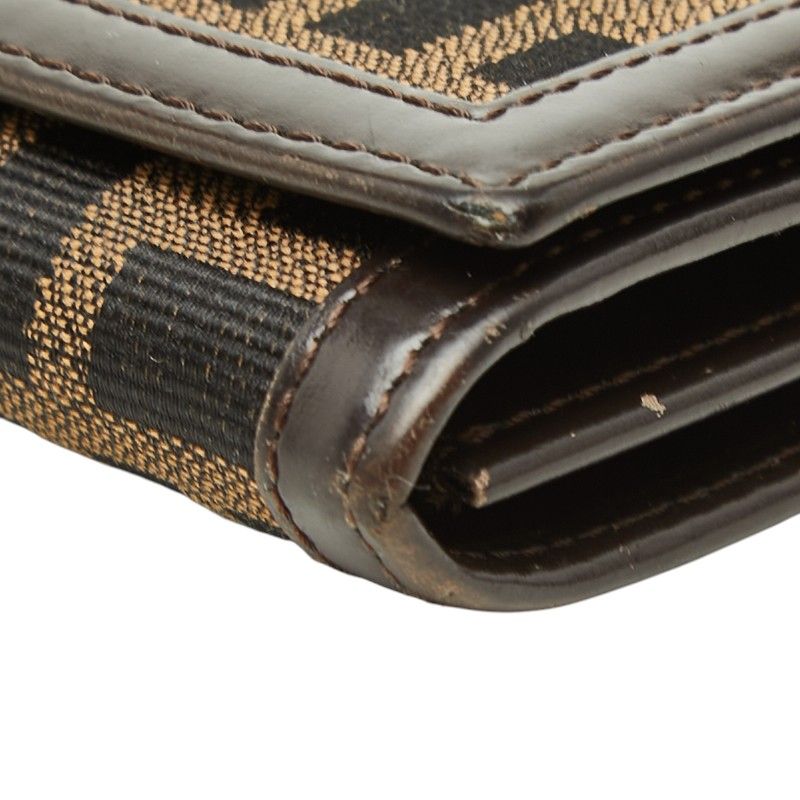 Fendi Zucca Wallet Black Brown Canvas Leather — view 4