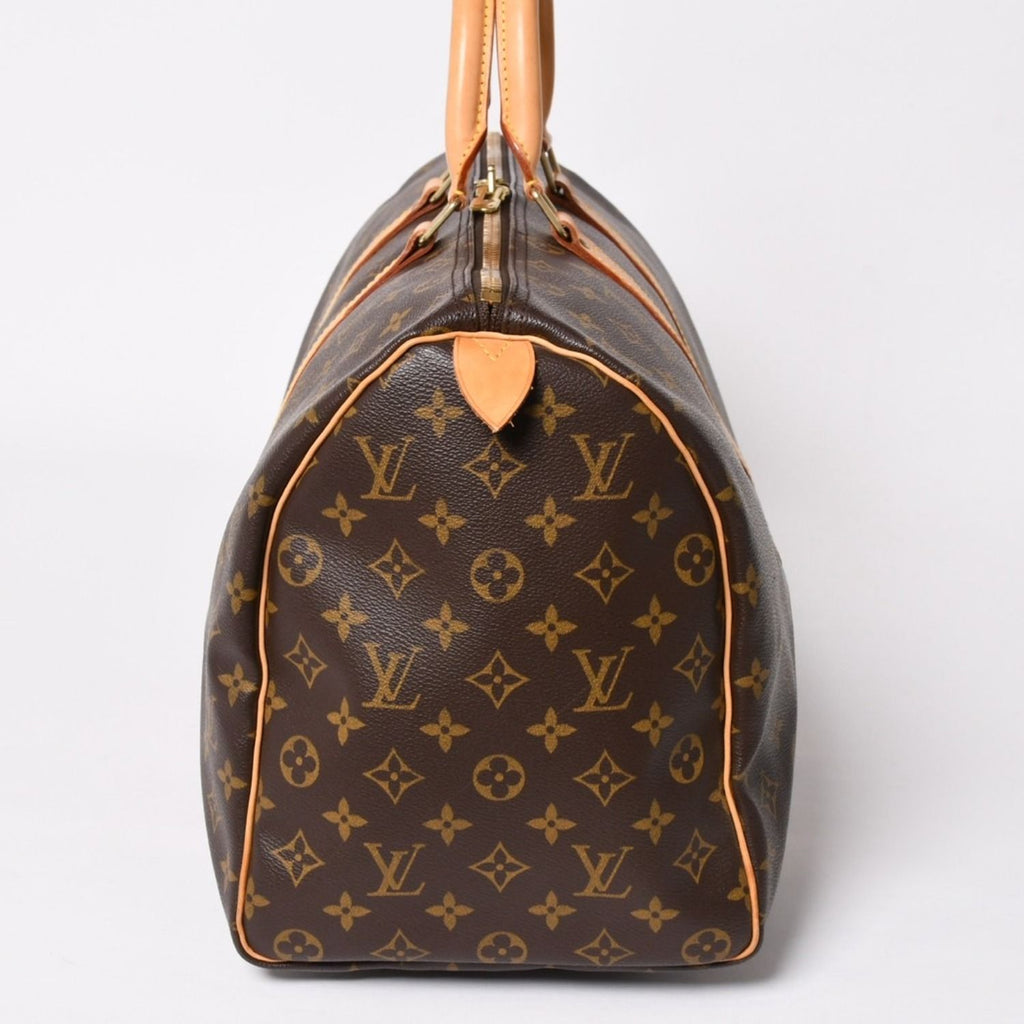 Louis Vuitton Monogram Keepall 45 Boston Bag Canvas Vachetta Leather Brown Gold — view 4