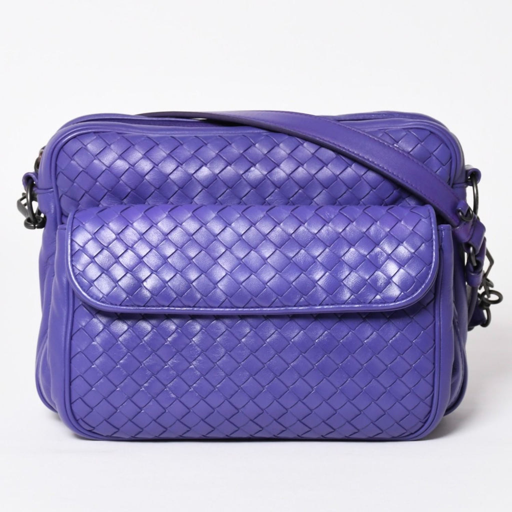 Bottega Veneta Intrecciato Nappa Messenger Shoulder Bag Leather Lambskin Purple