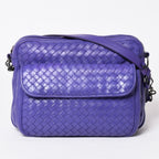 Bottega Veneta Intrecciato Nappa Messenger Shoulder Bag Leather Lambskin Purple