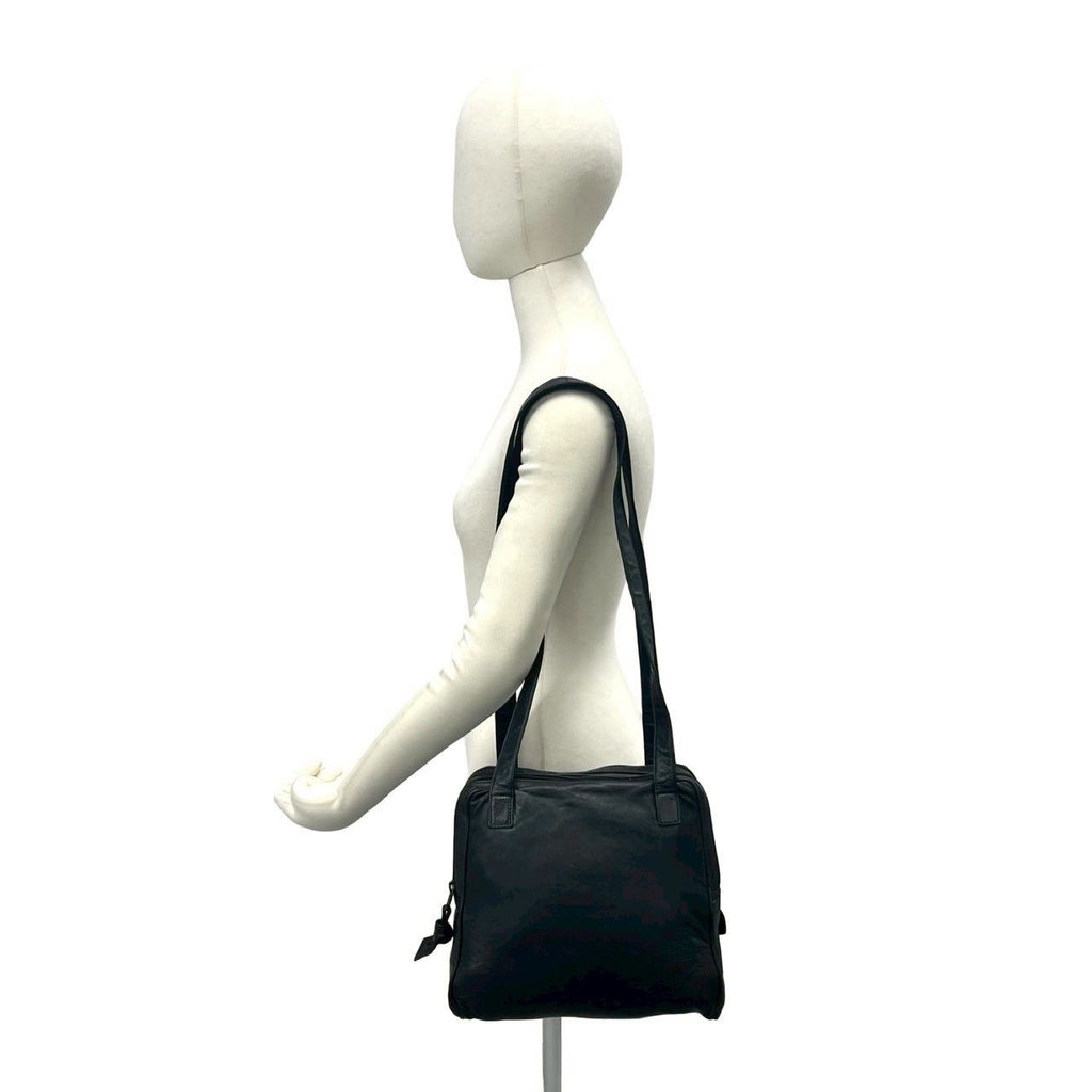 Loewe Vintage Anagram Logo Nappa Leather Tote Shoulder Bag Black — view 2