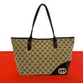 Gucci GG Canvas Logo Tote Boston Bag Brown