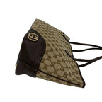 Gucci GG Canvas Logo Tote Boston Bag Brown — view 6